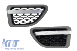 Central Grille and Side Vents Assembly suitable for Land Range Rover Sport L320 (2005-2008) Autobiography Look Platinum Black Edition-image-6020578