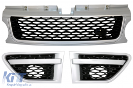 Central Grille and Side Vents Assembly suitable for Range Rover Sport Facelift (2009-2013) L320 Autobiography Look Silver Edition