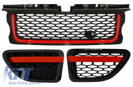 image-9-Central Grille and Side Vents Assembly suitable for Land Range Rover Sport L320 (2005-2008) Autobiography Look Black Red Edition