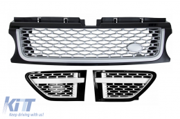 Central Grille and Side Vents Assembly suitable for Land Range Rover Sport L320 Facelift (2009-2013) Autobiography Look Black Silver Edition - RRFGA01FBS