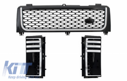 Central Grille and Side Vents Assembly suitable for Land Range Rover Vogue III L322 (2002-2005) Piano Black & Silver Autobiography Supercharged Edition - COFGRR02NBSEB