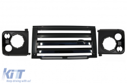 Central Grille & Headlights Covers Assembly suitable for Land Rover Defender L316 (1990-2016) Piano Black - FGLRDFB