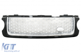 Central Grille suitable for Land Range Rover Vogue L322 III (2010-2012) Black Silver Autobiography Supercharged Edition - FGRR02BS