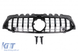Central Grille suitable for Mercedes A-Class W177 Hatchback V177 Sedan (04.2018-2022) GT-R Panamericana Design All Black - FGMBW177FGTRBCN