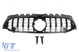 Central Grille suitable for Mercedes A-Class W177 Hatchback V177 Sedan (04.2018-) GT-R Panamericana Design All Black