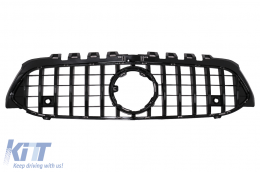 Central Grille suitable for Mercedes A-Class W177 Hatchback V177 Sedan (04.2018-up) GT-R Panamericana Design Black - FGMBW177FGTRNBCN