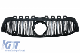 Central Grille suitable for Mercedes A-Class W177 Hatchback V177 Sedan (04.2018-2022) Mesh GT-R Panamericana Design Black Chrome - FGMBW177FGTRNCN