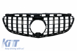 Central Grille suitable for Mercedes E-Class W212 S212 Facelift (2013-2016) GT-R Panamericana Design Full Piano Black - FGMBW212GTRBCN
