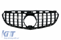 Central Grille suitable for Mercedes E-Class W212 S212 Facelift (2013-2016) GT-R Panamericana Design Full Piano Black