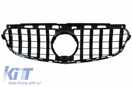 Central Grille suitable for Mercedes E-Class W212 S212 Facelift (2013-2016) GT-R Panamericana Design Full Piano Black-image-6042799