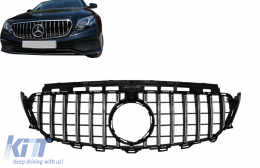 Central Grille suitable for Mercedes E-Class W213 S213 C238 A238 (2016-2019) GT-R Panamericana Design Black Chrome - FGMBW213GTRCN