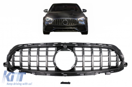 Central Grille suitable for Mercedes E-Class Facelift W213 S213 C238 A238 Sport Line (2020-Up) GT-R Panamericana Design Chrome