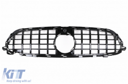 Central Grille suitable for Mercedes E-Class Facelift W213 S213 C238 A238 Sport Line (2020-2023) GT-R Panamericana Design Black - FGMBW213GTRFDDS