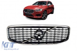Central Grille suitable for Volvo XC60 II (2017-2021) Glossy Black - FGVOXC60