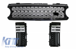 Central Grille with Side Vents Grilles suitable for Land Range Rover Vogue III L322 (2006-2009) Black Autobiography Supercharged Edition - COFGRR02BBSV