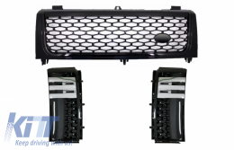 Central Grille with Side Vents Grilles suitable for Land Range Rover Vogue III L322 (2002-2005) All Black Autobiography Supercharged Edition - COFGRR02NBSV
