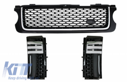 Central Grille with Side Vents suitable for Land Range Rover Vogue III L322 (2010-2012) All Black Autobiography Supercharged Edition - COFGRR02ABDVPB