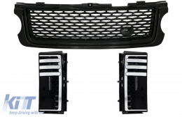 Central Grille with Side Vents suitable for Land Range Rover Vogue III L322 (2010-2012) Piano Black Autobiography Supercharged Edition - COFGRR02ABDVBB