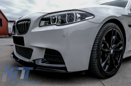 Central Grilles Kidney Grilles suitable for BMW 5 Series F10 F11 (2010-2017) Double Stripe M Design Piano Black-image-6066008