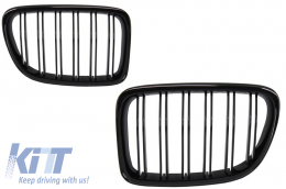 Central Grilles Kidney Grilles suitable for BMW X1 E84 (2009-2014) Piano Black Double Stripe Design - FGBME84DPB
