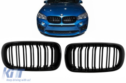 Central Grilles Kidney suitable for BMW X5 F15 X6 F16 (2014-2018) X5M X6M Double Stripe Design M-Package Sport-image-6095972