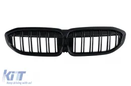 image-30-Central Grilles Rein pour BMW 3 G20 G21 2019+ Double Stripe M Look Noir Brillant