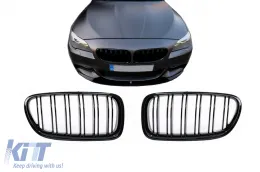 image-7-Central Grilles suitable for BMW 5 Series F10 F11 (2010-2017) Double Stripe M Design Glossy Black