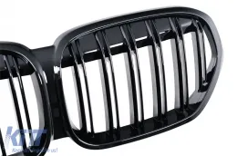 Central Kidney Grille suitable for BMW X1 SUV F48 LCI (2020-2022) Double Stripe Piano Black-image-6239407