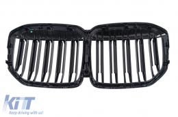 Central Kidney Grille suitable for BMW X7 G07 (2018-2022) Double Stripe Piano Black-image-6259747