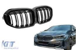 Central Kidney Grilles suitable for BMW 1 Series F40 (2019-Up)  Double Stripe M Design Piano Black - FGBMF40DPB
