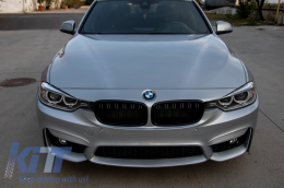 Central Kidney Grilles suitable for BMW 3 Series F30 F31 (2011-2019) Double Stripe M Design Piano Black-image-5991619