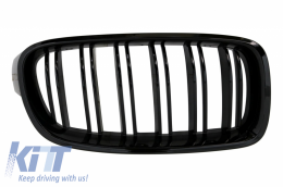 Central Kidney Grilles suitable for BMW 3 Series F30 F31 (2011-2019) Double Stripe M Design Piano Black-image-6022150