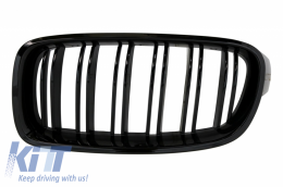 Central Kidney Grilles suitable for BMW 3 Series F30 F31 (2011-2019) Double Stripe M Design Piano Black-image-6022151