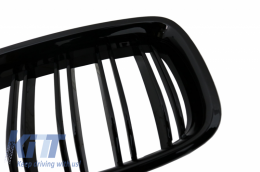 Central Kidney Grilles suitable for BMW 3 Series F30 F31 (2011-2019) Double Stripe M Design Piano Black-image-6032886