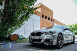 Central Kidney Grilles suitable for BMW 3 Series F30 F31 (2011-2019) Double Stripe M Design Piano Black-image-6072519