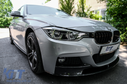 Central Kidney Grilles suitable for BMW 3 Series F30 F31 (2011-2019) Double Stripe M Design Piano Black-image-6072521