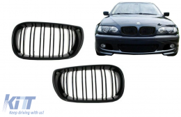 Central Kidney Grilles suitable for BMW 3 Series E46 Facelift (10.2001-2005) Double Stripe M Design Piano Black-image-6081937