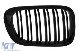 Central Kidney Grilles suitable for BMW 3 Series E46 Coupe Cabrio 2 Doors Non Facelift (1999-2002) Double Stripe M Design Piano Black-image-6089984