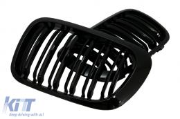 Central Kidney Grilles suitable for BMW 3 Series E46 Coupe Cabrio 2 Doors Non Facelift (1999-2002) Double Stripe M Design Piano Black-image-6089985