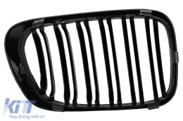 Central Kidney Grilles suitable for BMW 3 Series E46 Coupe Cabrio 2 Doors Non Facelift (1999-2002) Double Stripe M Design Piano Black-image-6089986