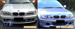 Central Kidney Grilles suitable for BMW 3 Series E46 Coupe Cabrio 2 Doors Non Facelift (1999-2002) Double Stripe M Design Piano Black-image-6090139