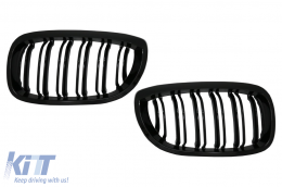Central Kidney Grilles suitable for BMW 3 Series E46 Coupe Cabrio 2 Doors Facelift (2003-2005) Double Stripe M Design Piano Black - FGBME46CDPB