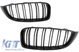 Central Kidney Grilles suitable for BMW 4 Series F32 F33 F36 (2013-03.2019) Double Stripe M Design Piano Black - FGBMF32DPB