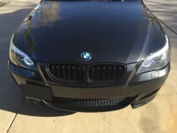 Central Kidney Grilles suitable for BMW 5 Series E60 E61 (2003-2009) Double Stripe M Design Piano Black-image-6018756