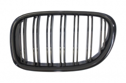 Central Kidney Grilles suitable for BMW 7 Series F01 F02 F03 (2008-2015) Double Stripe M Design Piano Black-image-6016161