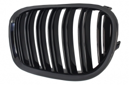 Central Kidney Grilles suitable for BMW 7 Series F01 F02 F03 (2008-2015) Double Stripe M Design Piano Black-image-6016162