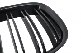 Central Kidney Grilles suitable for BMW 7 Series F01 F02 F03 (2008-2015) Double Stripe M Design Piano Black-image-6016163