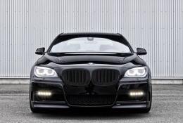 Central Kidney Grilles suitable for BMW 7 Series F01 F02 F03 (2008-2015) Double Stripe M Design Piano Black-image-6016258
