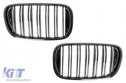 Central Kidney Grilles suitable for BMW 7 Series G11 G12 (2015-02.2019) Double Stripe M Design Piano Black