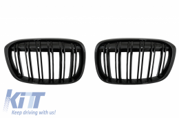 Central Kidney Grilles suitable for BMW X1 SUV F48 Pre-LCI (06.2015-2019) Double Stripe M Design Piano Black - FGBMF48DPB